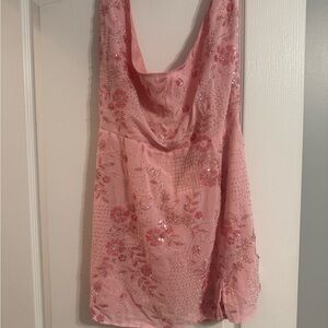 Shein Pink Sequin Floral Dress